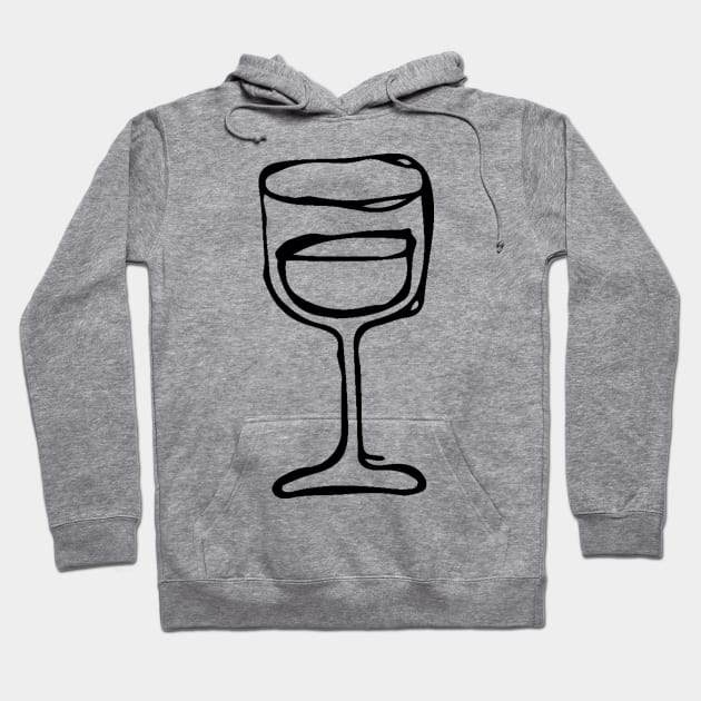 Wine Glass Doodle Black Hoodie by Mijumi Doodles